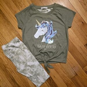 Sunset Sky Girls Tee & Pants Sz10